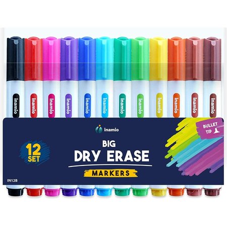 GLOBAL EQUIPMENT Dry Erase Markers, Bullet Tip 4ct - Assorted Colors - Qty 5 Packs 695527PK